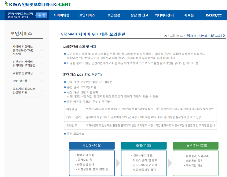 2021년 하반기 민간분야 사이버 위기대응 모의훈련 안내_과학기술정보통신부 2021년 하반기 민간분야 사이버 위기대응 모의훈련 안내_과학기술정보통신부