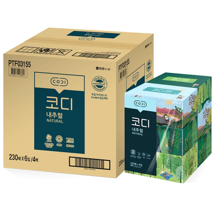 인기 많은 코디 내추럴 미용티슈 2겹 230매, 6개입, 4팩 좋아요 인기 많은 코디 내추럴 미용티슈 2겹 230매, 6개입, 4팩 좋아요