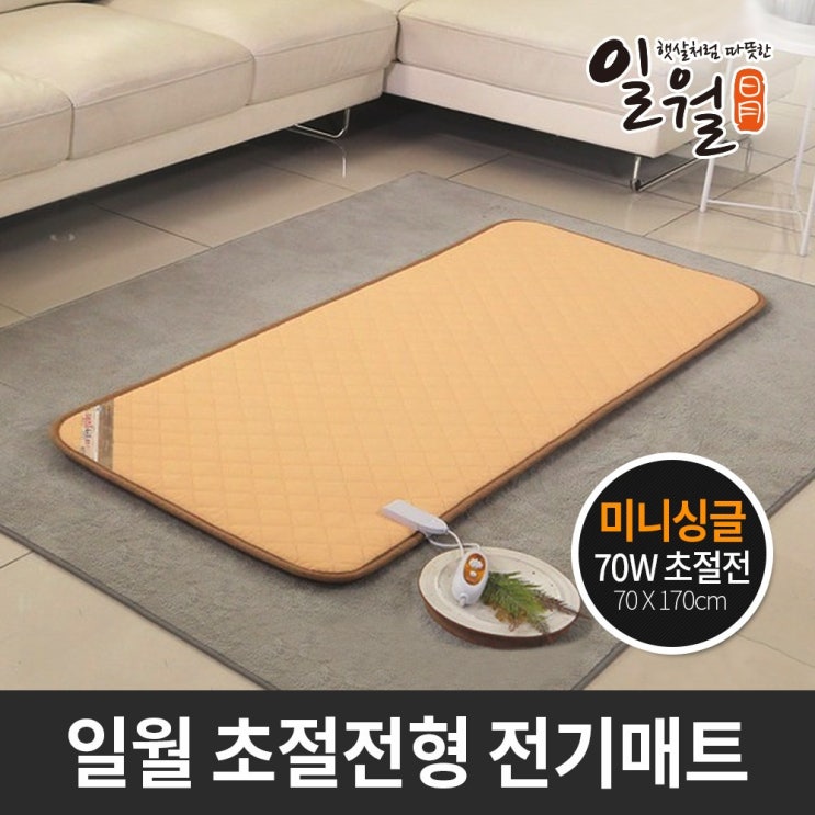 가성비갑 일월 2021년형 초절전형 온열매트 70W 싱글형, 70x170cm ···