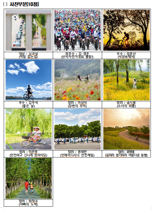 2021년 자전거 이용 활성화 위한 사진·영상 공모전 당선작 19점 발표_행정안전부 2021년 자전거 이용 활성화 위한 사진·영상 공모전 당선작 19점 발표_행정안전부