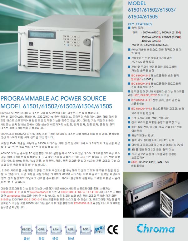  Chroma AC소스 카탈로그 500VA~4KVA (61501, 61502, 61503, 61504, 61505)