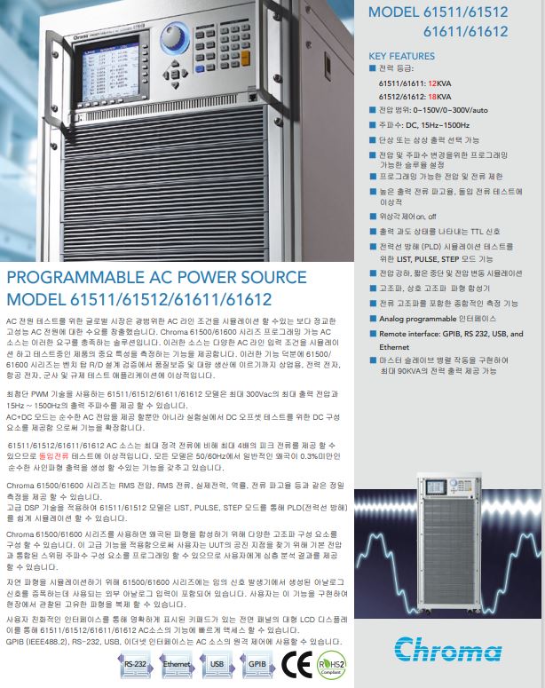  Chroma ac소스 12KVA~96KVA (61511, 61611, 61512, 61612)