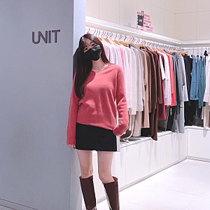 롯데백화점 유닛 UNIT 캐시미어페어에서 니트패션 쇼핑
