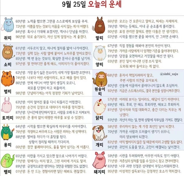 2021년 09월 25일 오늘의 운세 ! 띠별운세 ! 별자리운세! 2021년 09월 25일 오늘의 운세 ! 띠별운세 ! 별자리운세!