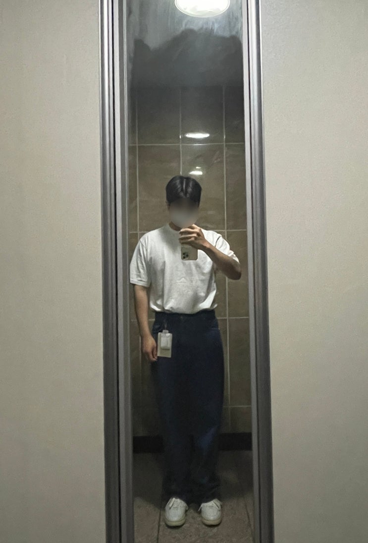 STU 청바지 루즈핏 데님팬츠 미드블루 중청 콘데님