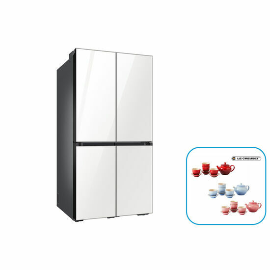 가성비 뛰어난 삼성 비스포크 냉장고 5도어(글라스) RF85T9203AP+르크루제 티세트 랜덤, 색상:글램화이트 좋아요