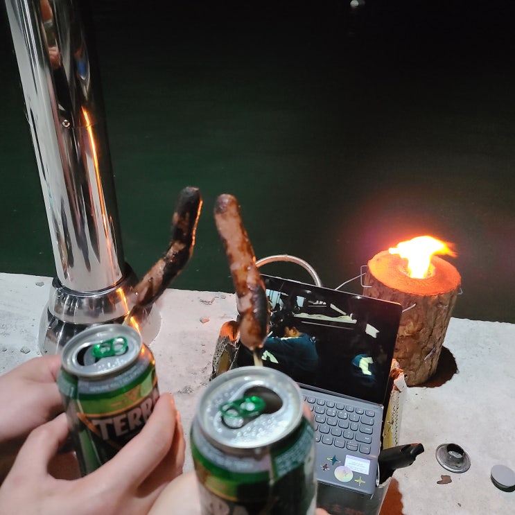 통나무버너 통나무스토브 낚시하면서 제대로 불멍