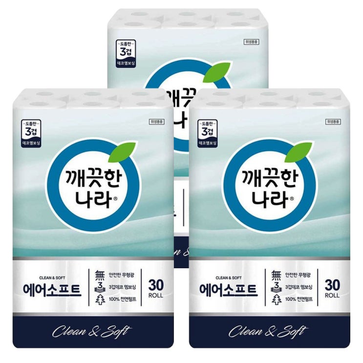 인지도 있는 깨끗한나라 3겹데코 에어소프트 천연펄프 롤화장지 30 m, 8개, 30롤 추천합니다 인지도 있는 깨끗한나라 3겹데코 에어소프트 천연펄프 롤화장지 30 m, 8개, 30롤 추천합니다