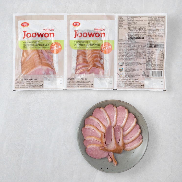 인기 많은 주원산오리 훈제슬라이스, 180g, 3개입 좋아요 인기 많은 주원산오리 훈제슬라이스, 180g, 3개입 좋아요