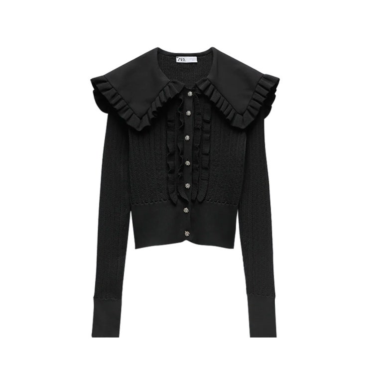  핵가성비 좋은 ZARA 자라 블랙 자카드 니트 가디건 스웨터 05802116800 좋아요