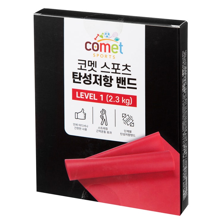 가성비갑 코멧 스포츠 탄성저항 밴드, 레드(5LB) ···