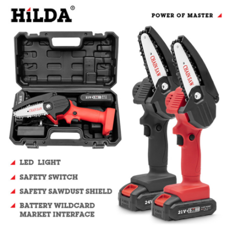 많이 찾는 HILDA 전기톱 충전식 무밧줄 미니체인톱 소형 목공 정원 220V, 블랙, 1500mAh 배터리*1 추천해요