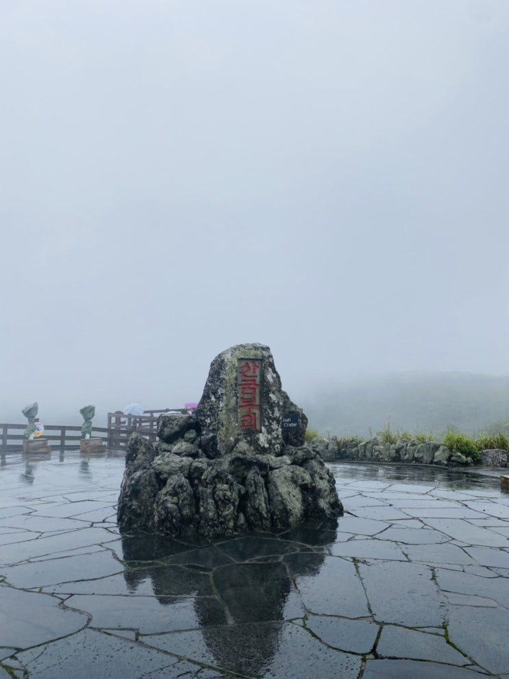  [제주동부여행 1일차③] 비 오는 9월의 산굼부리(입장료/주차/운영시간)! 산굼부리 분화구 구경! 제주도에 내리는 비에는 우비 or 우산 어떤 거?
