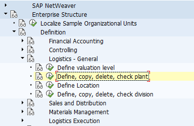  [IMG MM] Define, copy, delete, check plant