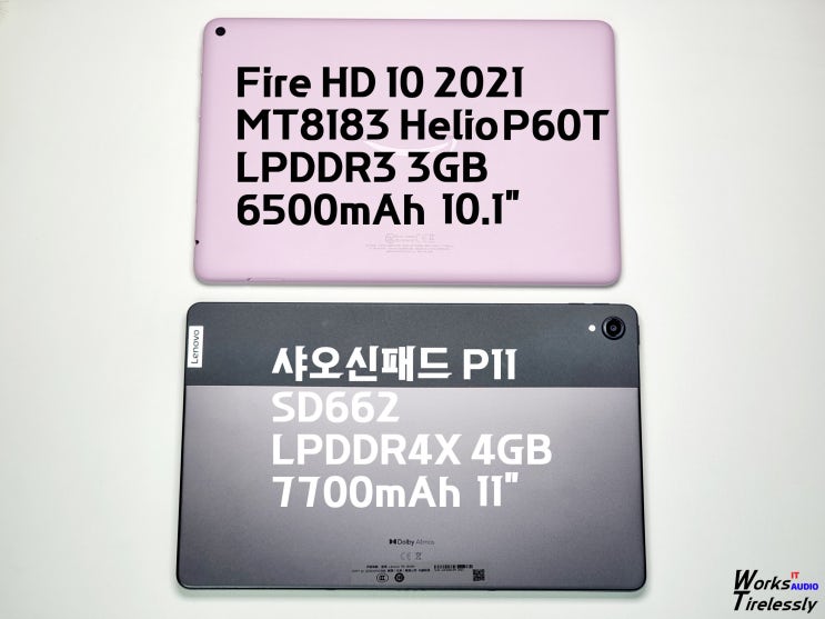  레노버 샤오신패드 P11, 아마존 FIRE HD 10 2021 배터리 발열 비교