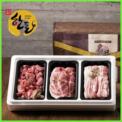  한돈 1등급 돼지선물세트 실속형 (삼겹살+목살+앞다리살) 재구매각 