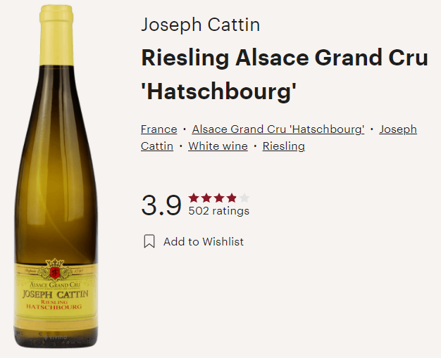 [화이트 와인] 조셉 까땅 알자스 그랑 크뤼 리슬링 하취부르그 2019, Alsace Grand Cru Joseph Cattin ...