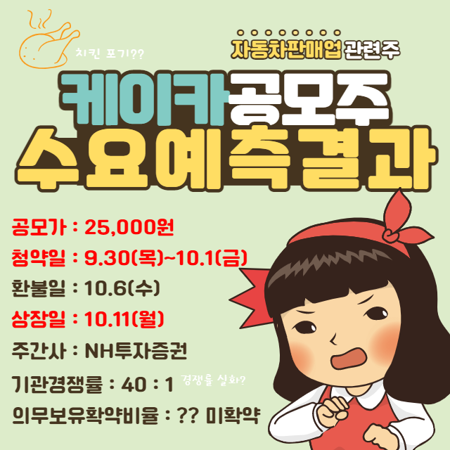  케이카 공모주 수요예측 결과 청약 포기하다