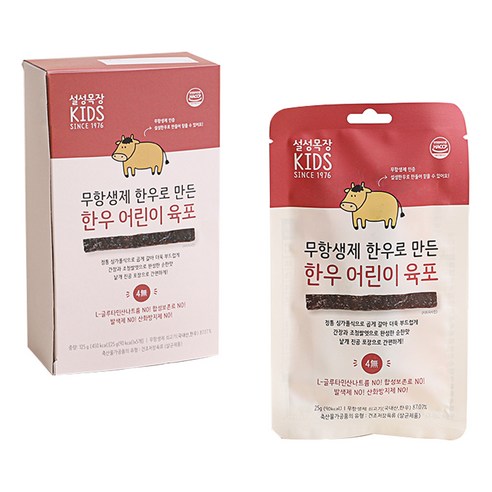 인지도 있는 설성목장 무항생제 한우로 만든 한우 어린이 육포 25g, 쇠고기 육포맛, 5개 좋아요