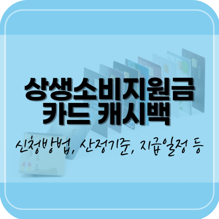  [상생소비지원금] 10,11월 카드 캐시백 내용 및 신청방법 정리
