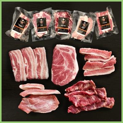  고기아찌 프리미엄 에이징 돼지고기 5종 세트 1kg [삼겹살+목살+항정살+갈매기살+가브리살]_냉장 모르면 손해 