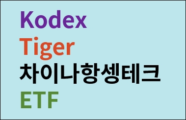 Tiger 차이나항셍테크, kodex etf 수익률 및 상품 정보 비교