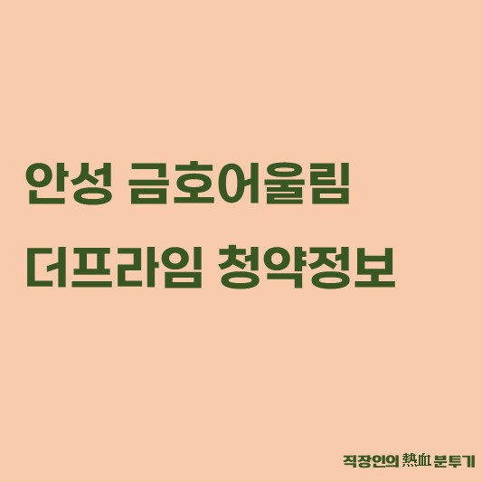  안성 금호어울림 더프라임 청약정보