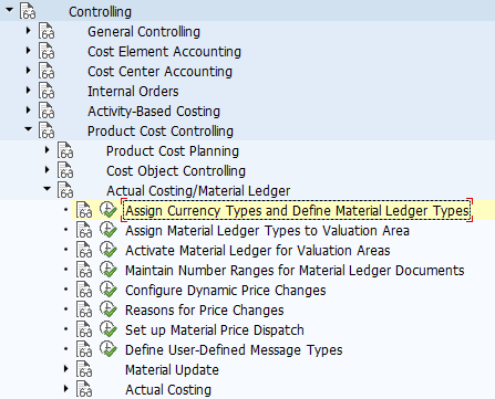 [IMG CO] Assign Currency Types and Define Material Ledger Types