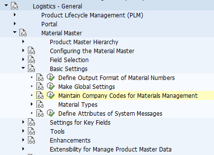 [IMG MM] Maintain Company Codes for Materials Management