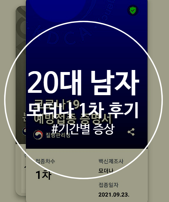  모더나 1차 후기 20대 남자 기간별 증상