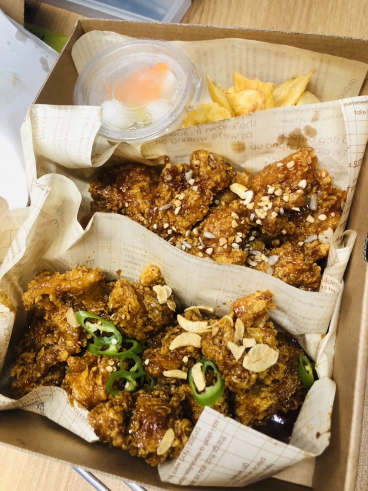  순수치킨 고마양념 사과양념 순살 + 제주 에일 맥주 후기