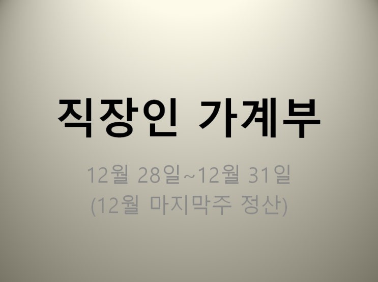  직장인 가계부 12월 28일~12월 31일 (지출 124160원)