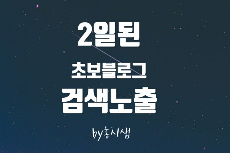  2일된 초보 블로그 과연 검색 노출 될까?