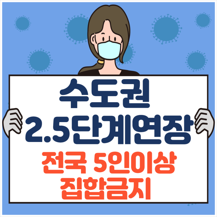  코로나 수도권 2.5단계 2주연장, 전국 5인이상집합금지 (학원, 스키장, 골프장 완화 및 금지사항 정리)