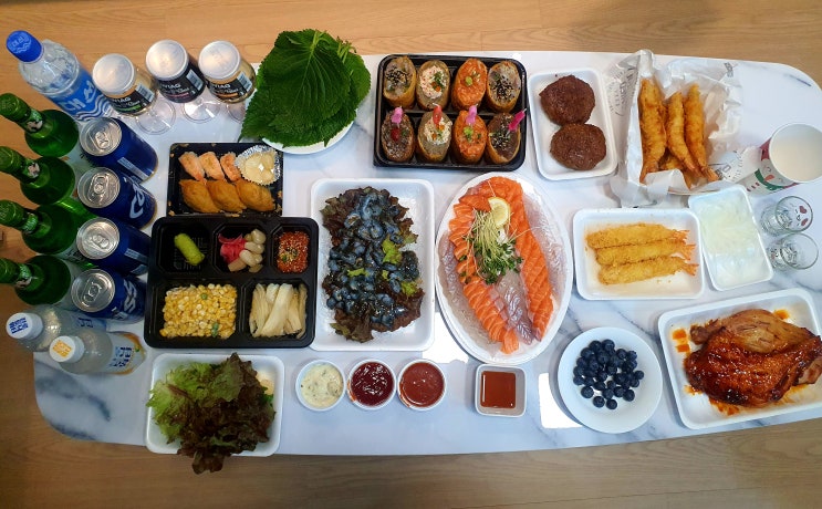  [맛있는 음식 천국 암사시장] 해삼 회 새우튀김 먹부림, 신세계 대왕 유부초밥 도제 - 돼지 자매의 술먹방(feat. 예비 제부)