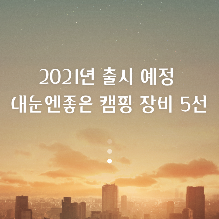  2021년 출시 예정 내눈엔좋은 캠핑 장비 5선 추천