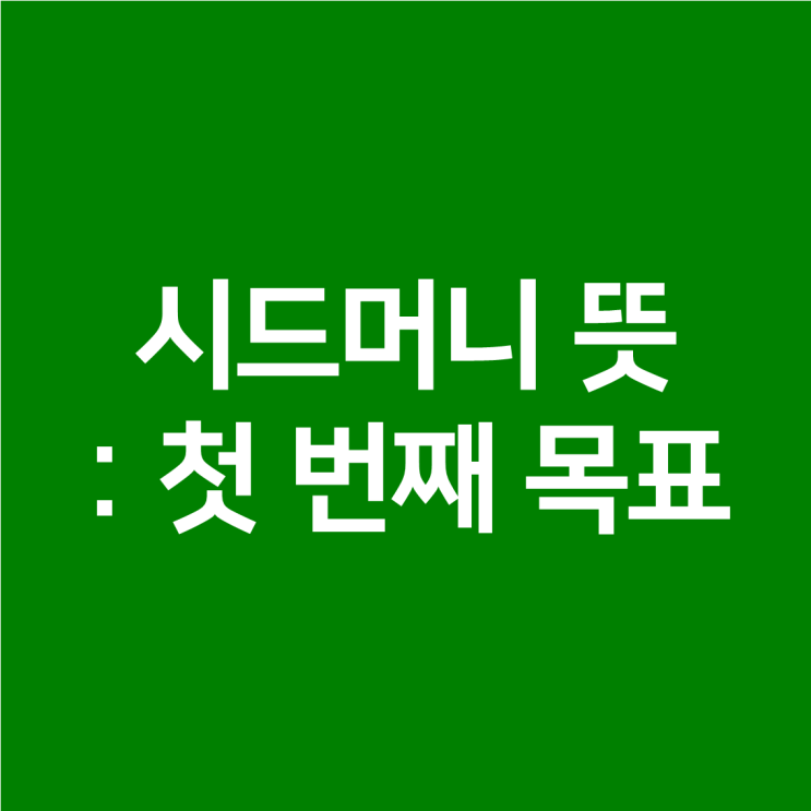  시드머니 뜻 : 시드머니를 확보하는 것이 첫 번째 목표