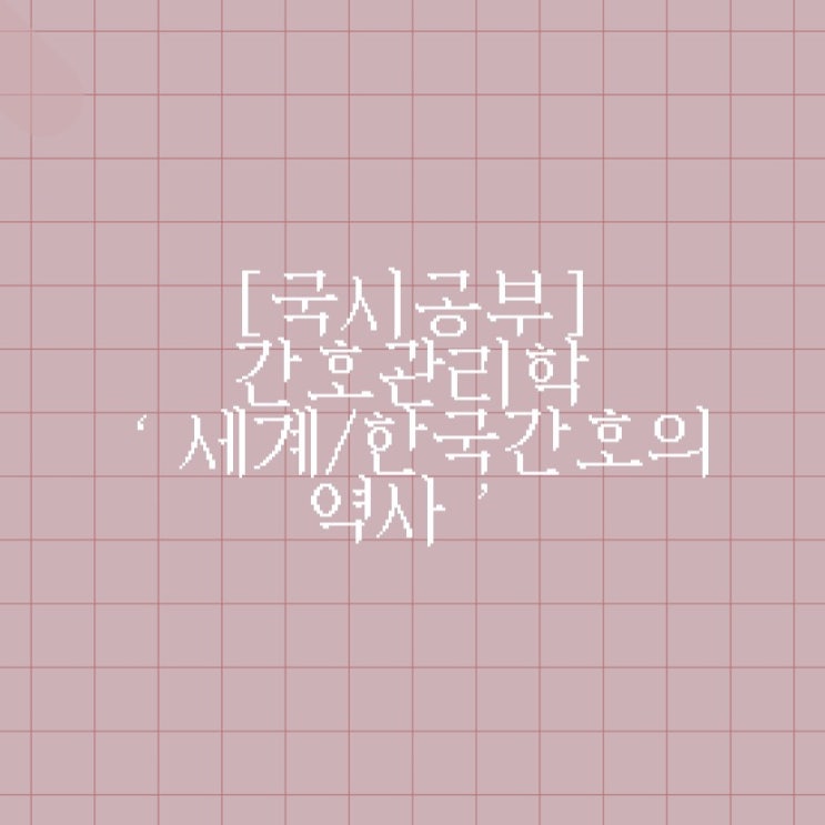 [국시공부] 간호관리학 ‘세계간호, 한국간호의 역사’
