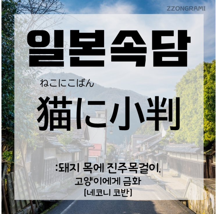  [일본어 공부] 일본 속담 : 고양이에게 코반 「猫に小判」