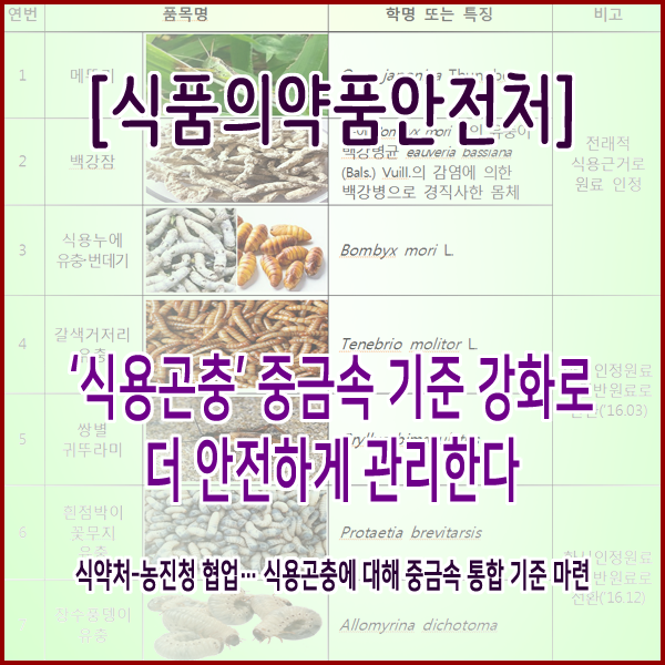  [식품의약품안전처] ‘식용곤충’중금속 기준 강화로 더 안전하게 관리한다