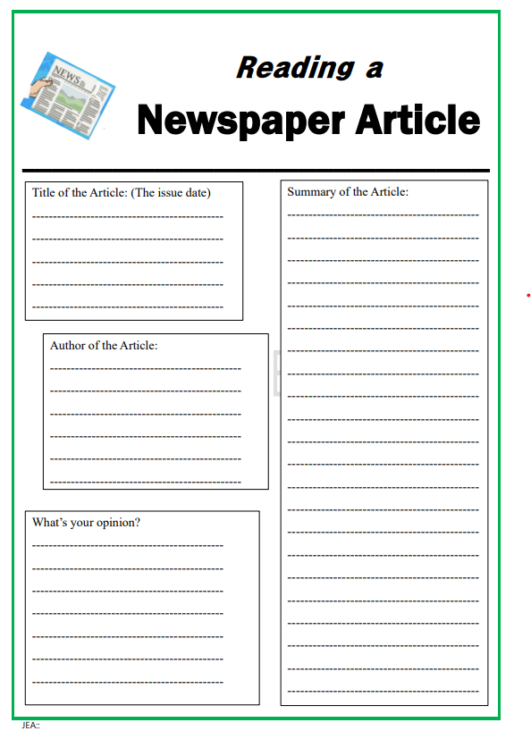 Newspaper Article Summary Template For Kids 네이버 블로그