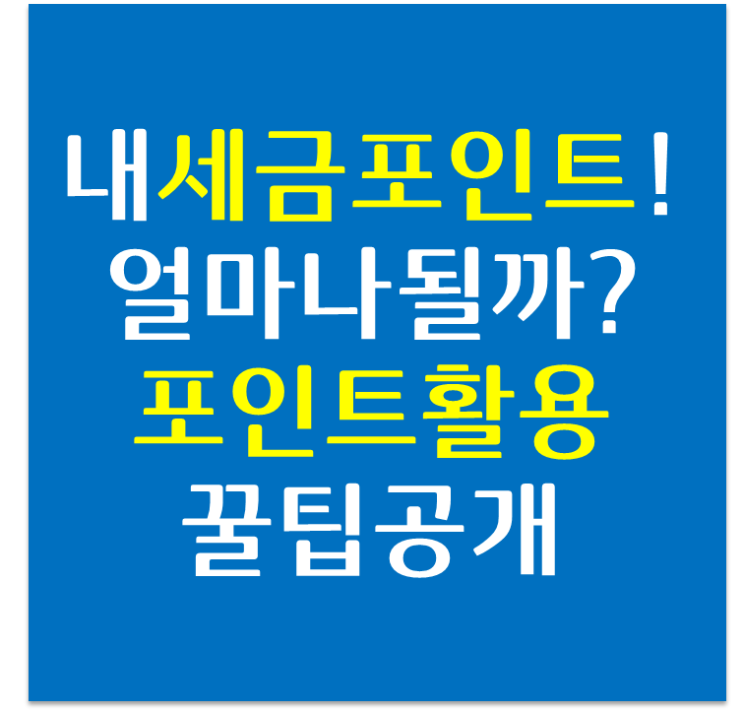  나의 국세청 세금포인트 확인 및 활용 꿀팁