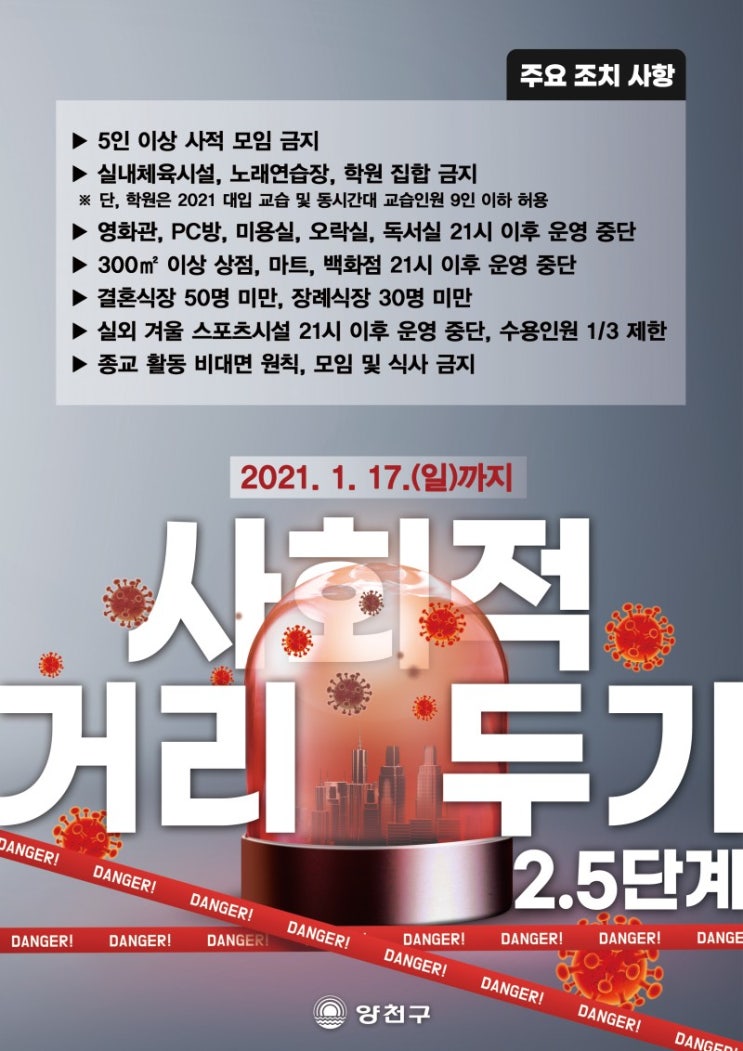  [사회적거리두기 2주 연장] 5인이상 집합금지 전국 확대!! 직계가족은?