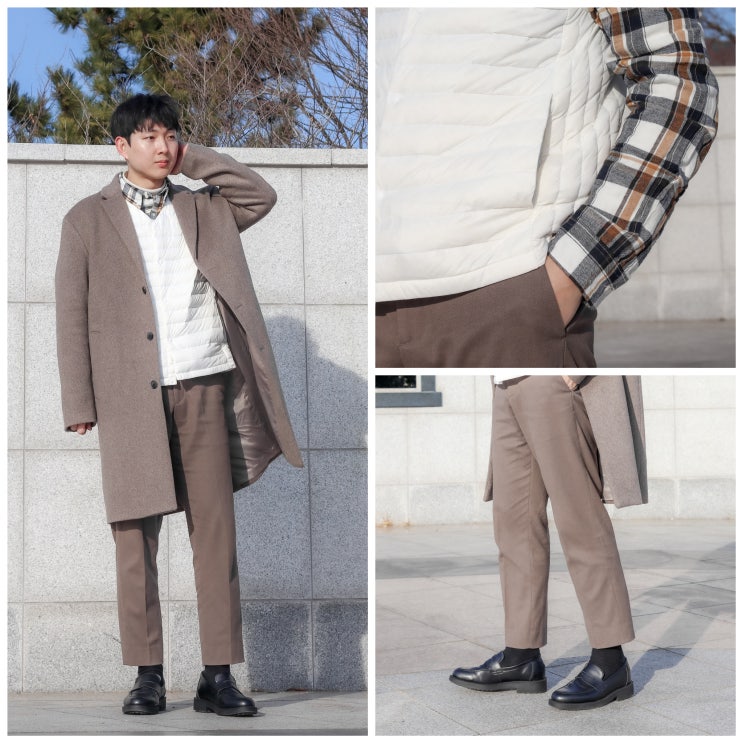  포멀에 캐주얼을 더한 탑텐 코트와 플란넬 체크셔츠 데일리룩