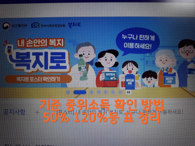  기준 중위소득 확인 방법 및 50% 120%등 표 정리