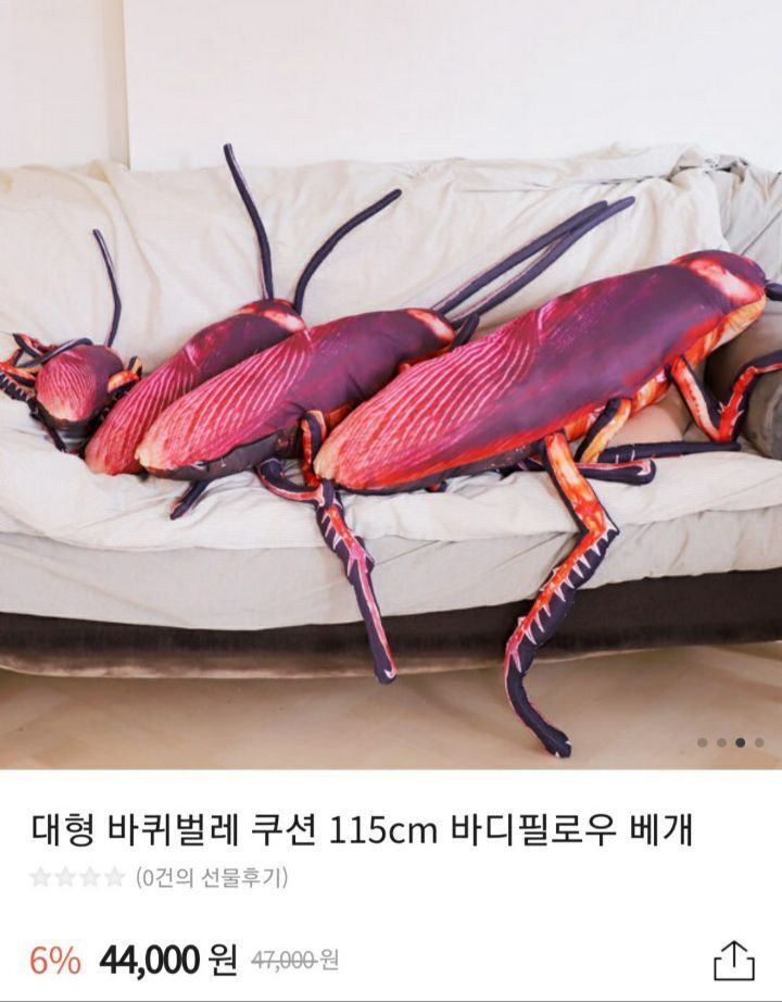  카카오에서 판매하는 대형 바퀴벌레 쿠션