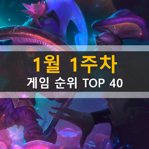 모바일 PC온라인 스팀 게임 순위 TOP 40 / 1월 1주차 모바일 PC온라인 스팀 게임 순위 TOP 40 / 1월 1주차