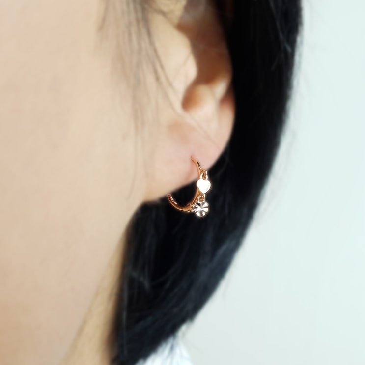  더벨루 하트 딸랑이 링 귀걸이(14K, 18K)