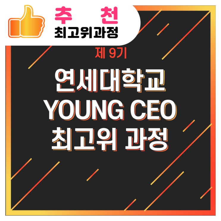 [추천/최고위과정] 제 9기 연세대학교 YOUNG CEO 최고위 과정