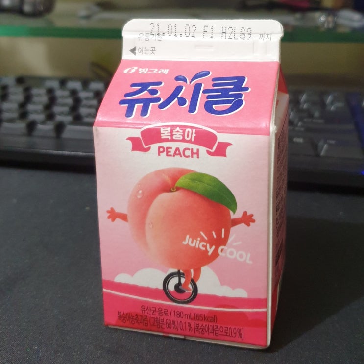 빙그레 쥬시쿨 주시쿨 피치 (복숭아 맛) 칼로리(열량), 영양성분정보, 편의점 가격